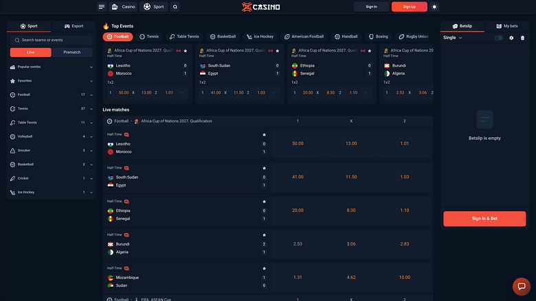 Zen Casino Desktop-Sportwetten