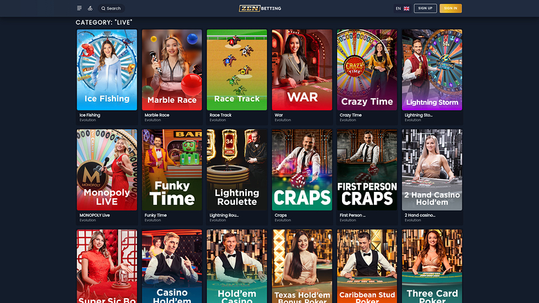 Croupier en direct sur bureau de ZenBetting Casino