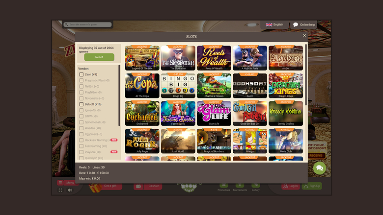 Jackpot de bureau de Zeno Casino