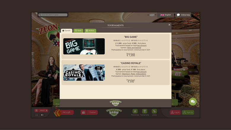 Tournois sur ordinateur de Zeno Casino