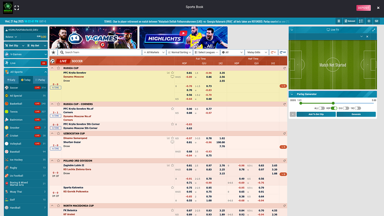 Sports sur bureau de Zeslots Casino