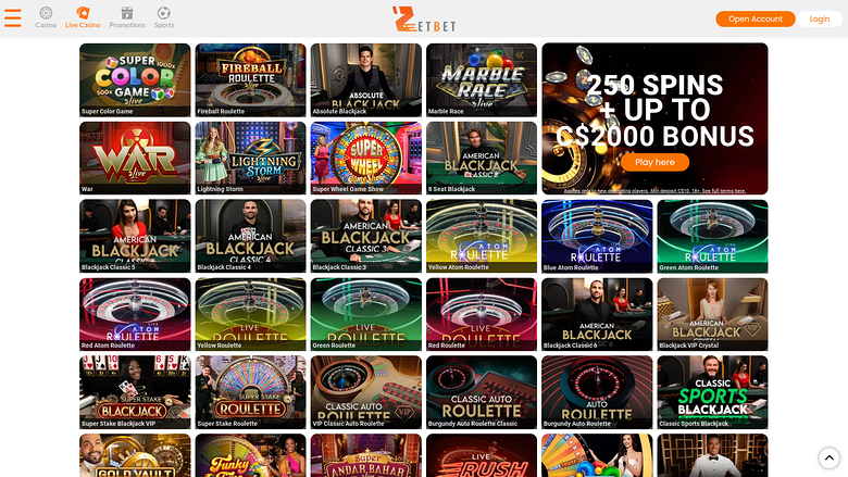 Croupier en direct sur bureau de Zet Bet Casino