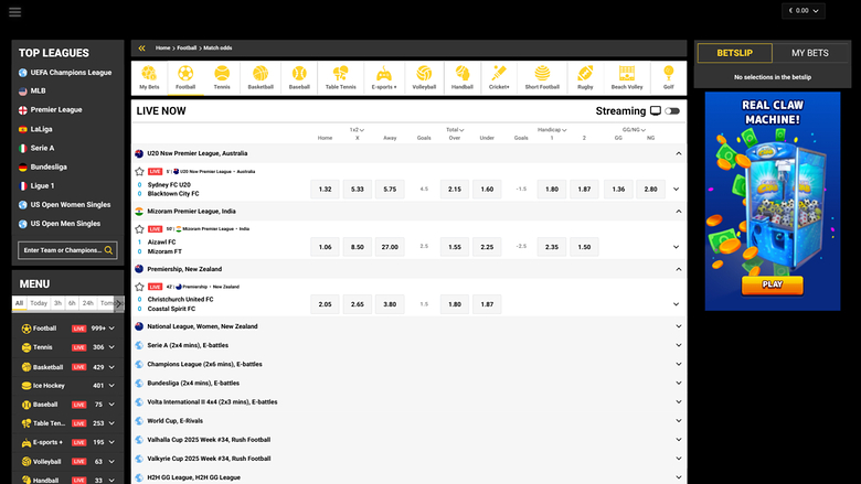 Sports de Zet Casino sur ordinateur