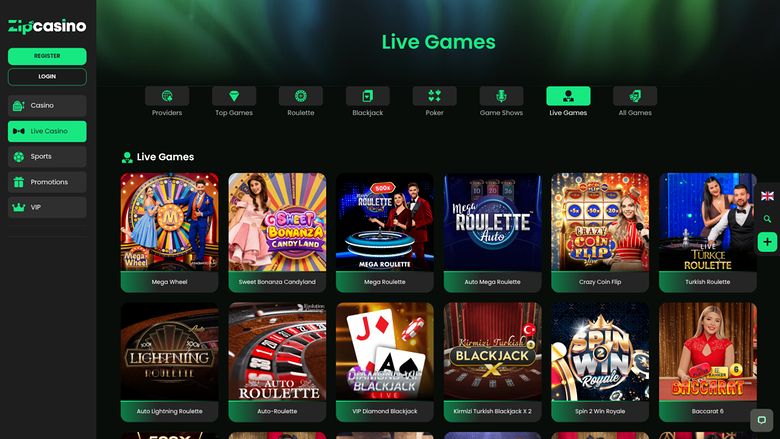 Zip Casino live dealer su desktop