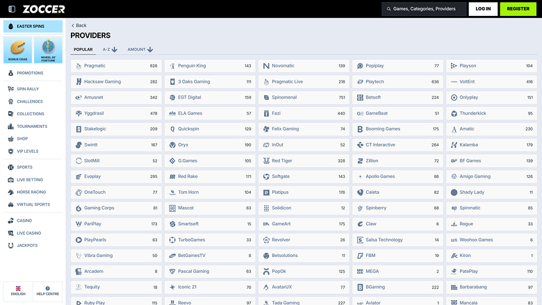 Zoccer Casino Game Developers