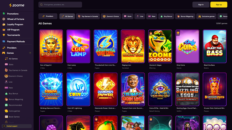 Zoome Casino Desktop Games