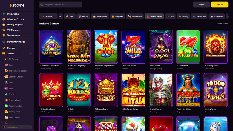 Zoome Casino Desktop Jackpot