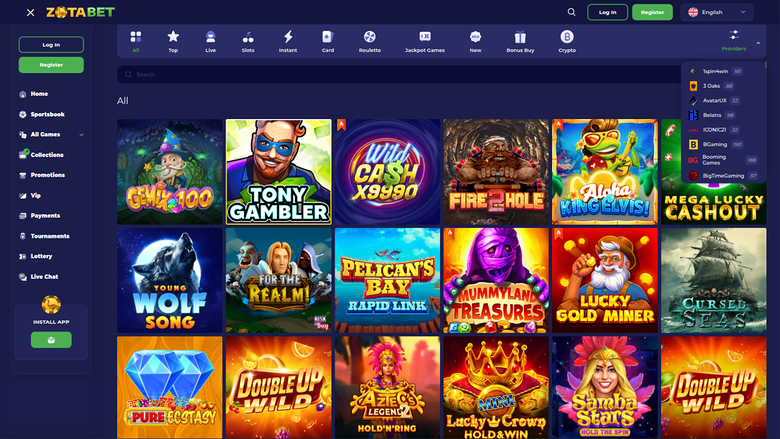 Zotabet Casino Desktop Game Developers