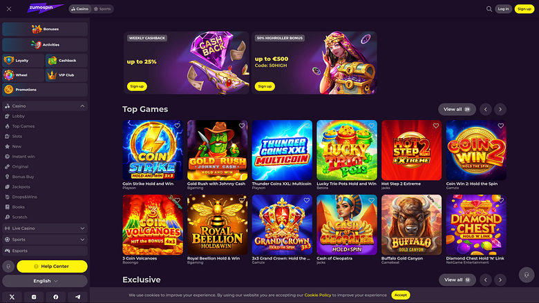 Игры для ПК в казино Zumospin