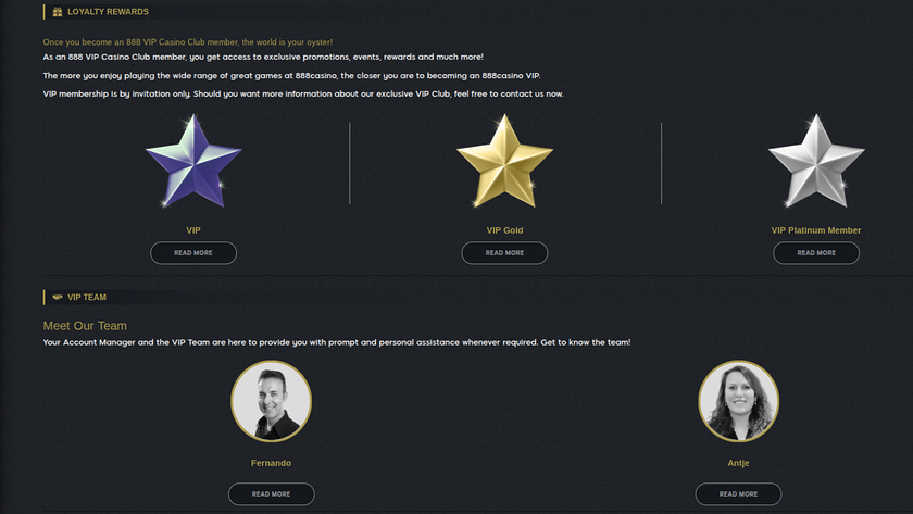 888 Casino VIP de escritorio