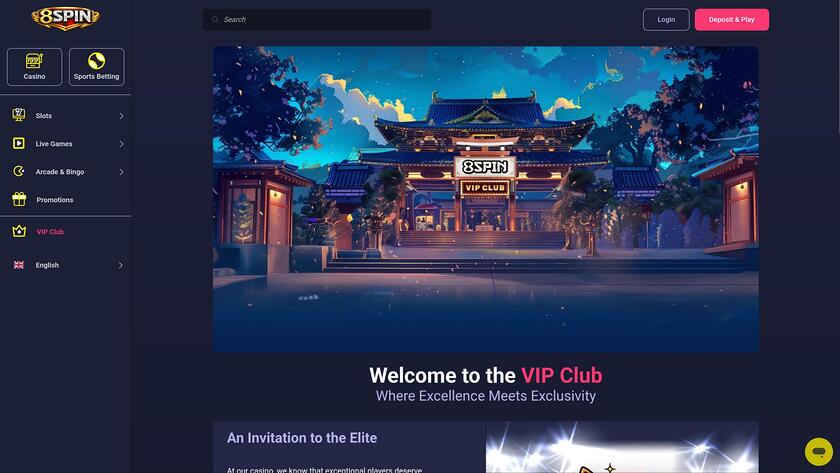 8Spin Casino VIP page