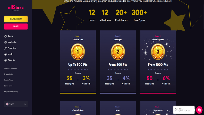 VIP screenshot of Allstarz Casino for Desktop
