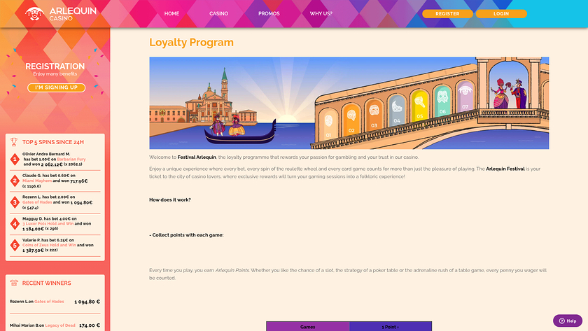 Programme VIP de bureau du Casino Arlequin