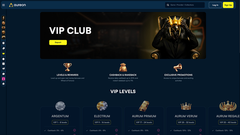 VIP-статус для настольных компьютеров в казино Aureonplay