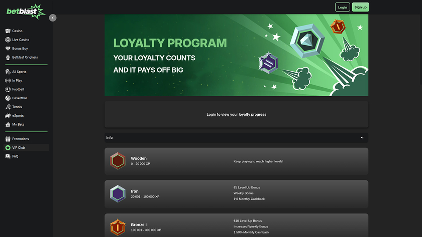 BetBlast Casino Desktop VIP Program