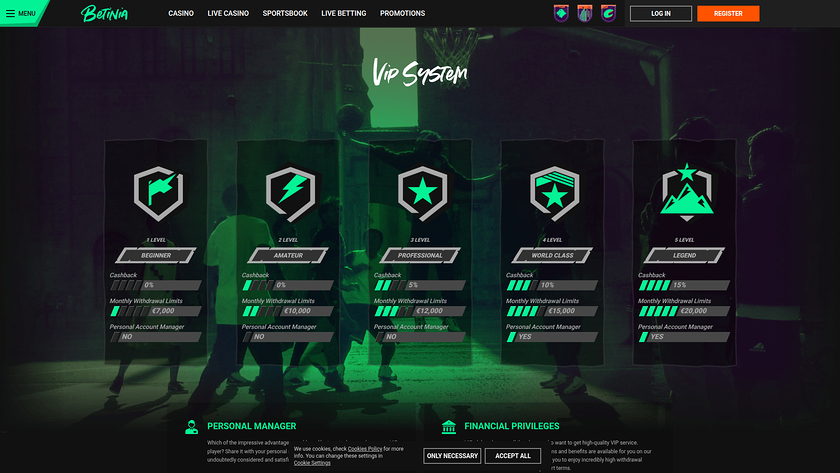 Programme VIP de bureau Betinia Casino