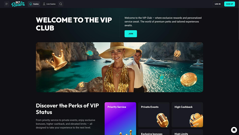 Page VIP du casino BetRiviera