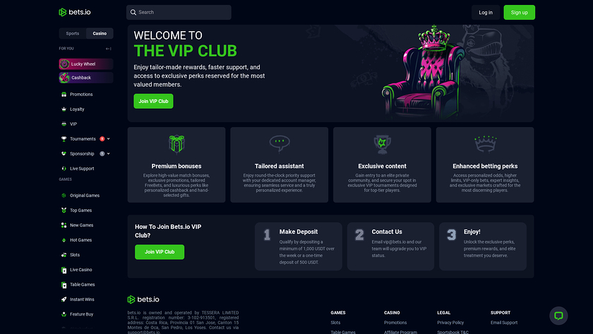 Programme VIP de bureau Bets.io Casino