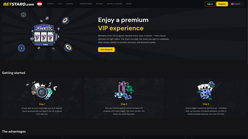 BetStaro Casino VIP-Seite