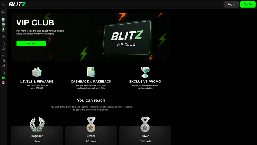 Programa VIP de escritorio de Blitzgo Casino