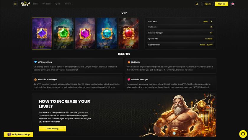 Blitzbet Casino VIP page