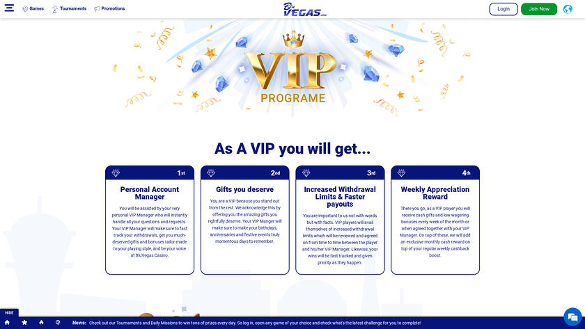 BluVegas Casino Desktop-VIP-Programm