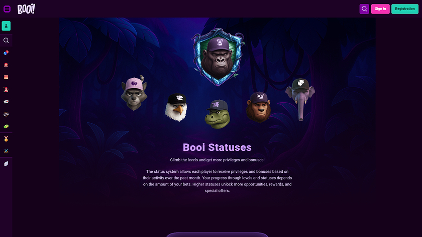 Programa VIP para desktop do Booi Casino