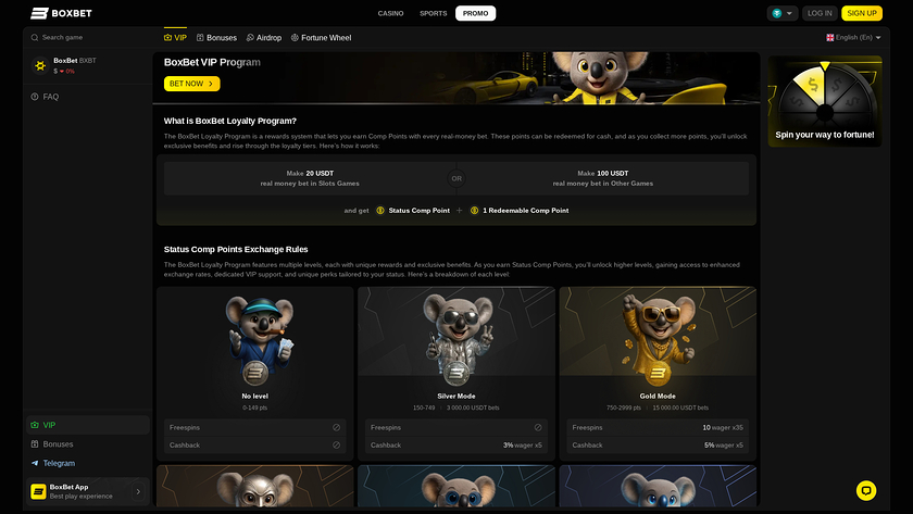 BoxBet Casino Desktop VIP Programm