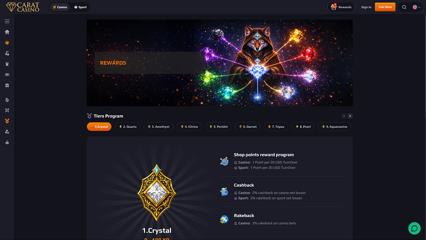 Casinò Desktop VIP di CaratCasino