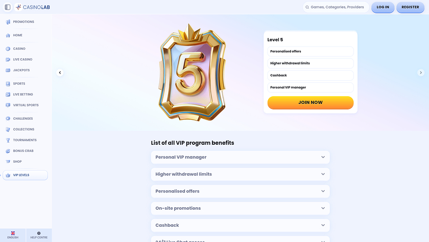 Programma VIP per desktop del casinò CasinoLab