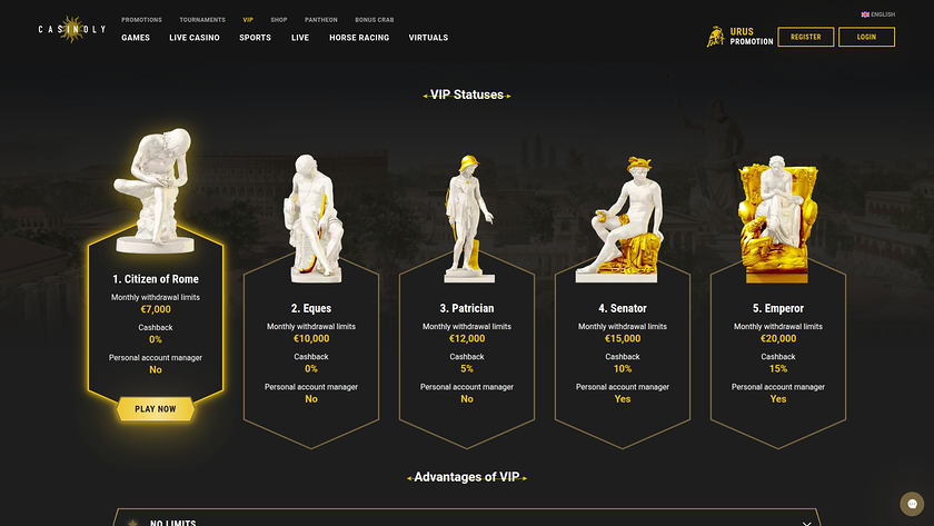 Casinoly Casino Desktop VIP Program