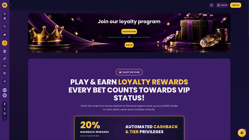 Página VIP del casino CazzyGames