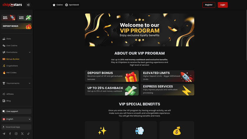 Programme VIP de bureau Chipstars.bet