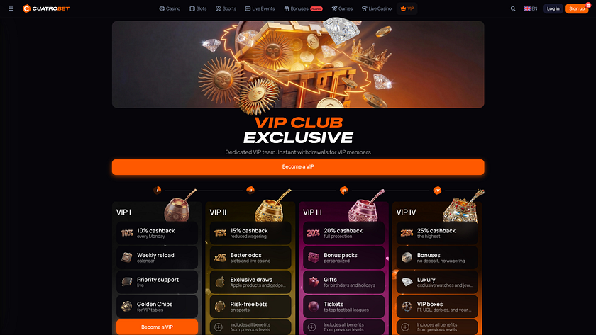 CuatroBet Casino VIP page