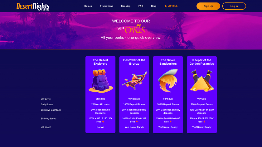 VIP-программа для компьютеров Desert Nights Casino