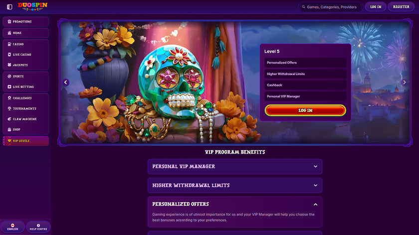 Programme VIP de bureau DuoSpin Casino