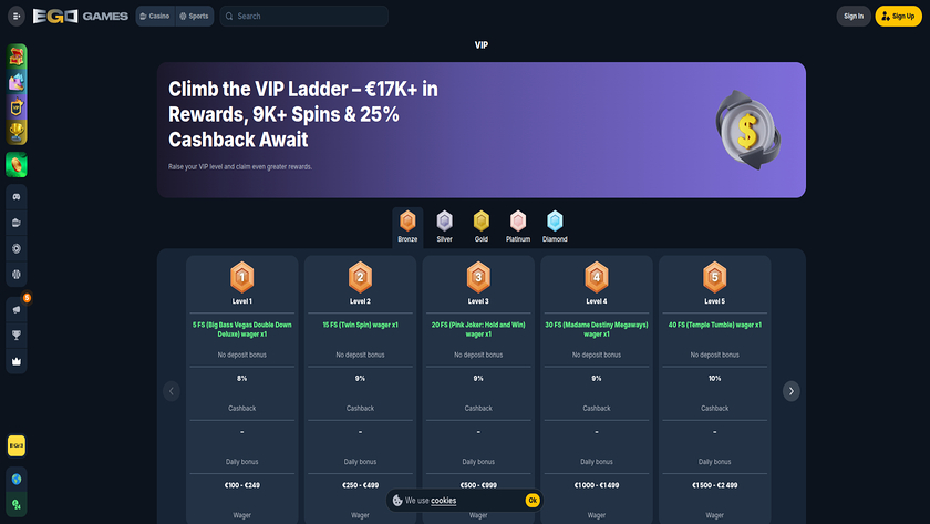 VIP-Screenshot von Ego Games Casino für Desktop