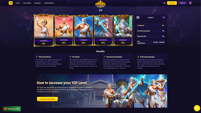 Casino Emperia VIP sur ordinateur