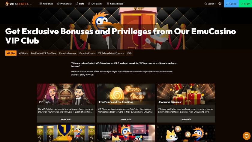 Programme VIP de bureau Emu Casino