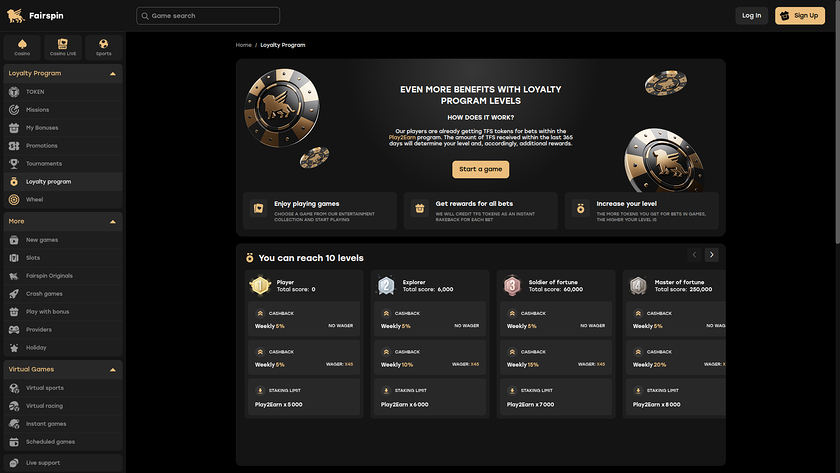 Programme VIP de bureau Fairspin Casino