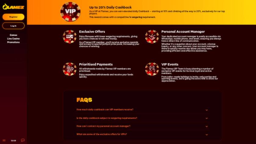 Flamez Casino VIP Desktop