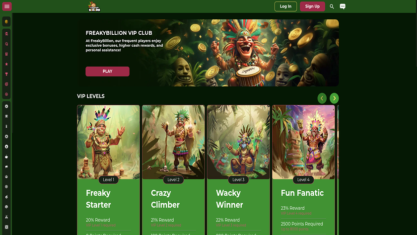 Capture d'écran VIP du casino FreakyBillion pour ordinateur de bureau