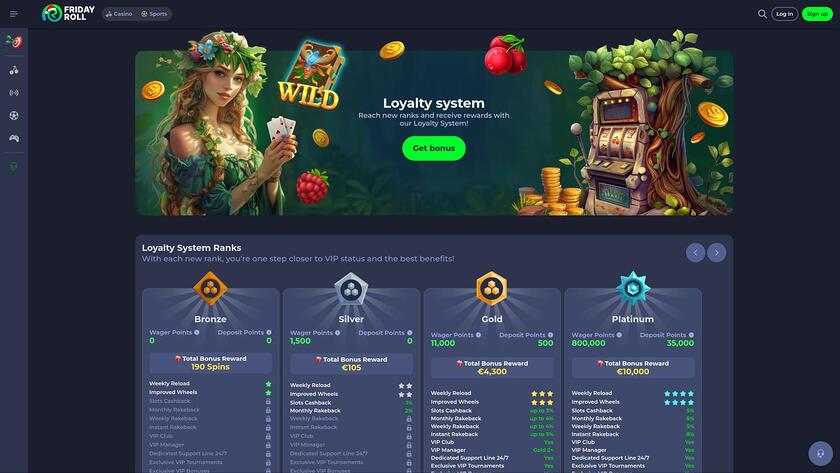 FridayRoll Casino VIP-Seite