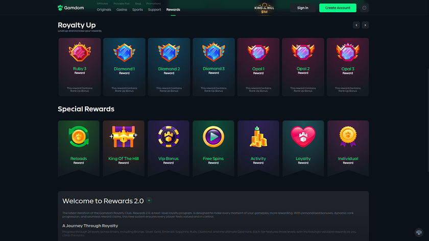 Programme VIP de bureau Gamdom Casino