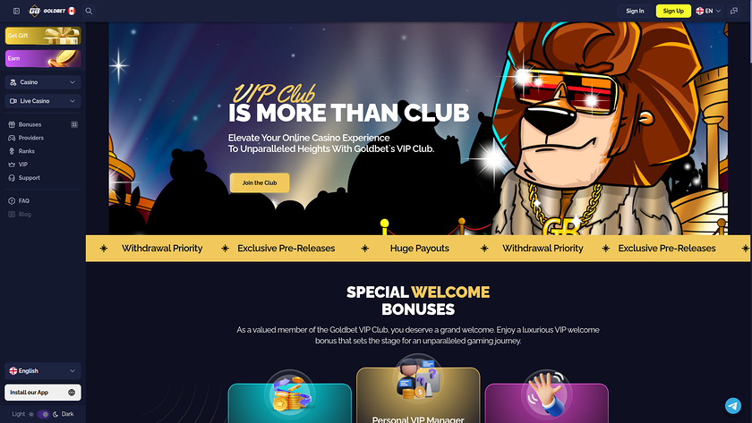 Goldbet.io Casino Desktop VIP Program