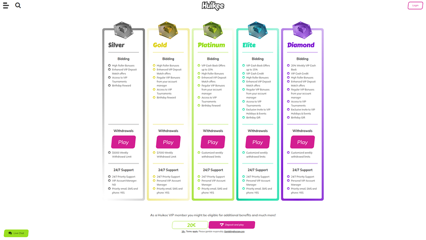 Programme VIP de Huikee Casino pour ordinateur de bureau