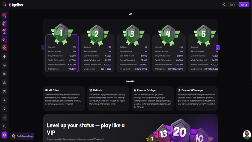 VIP-Screenshot von Ignibet Casino für Desktop
