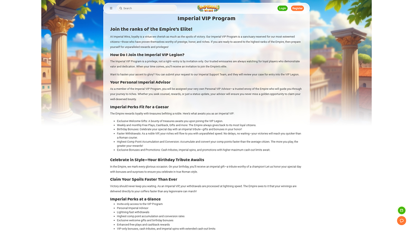VIP-программа Imperial Wins Casino для настольной версии