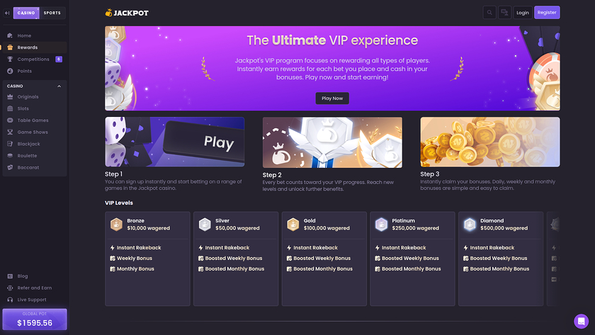 Jackpot.bet Casino Desktop VIP-Programm