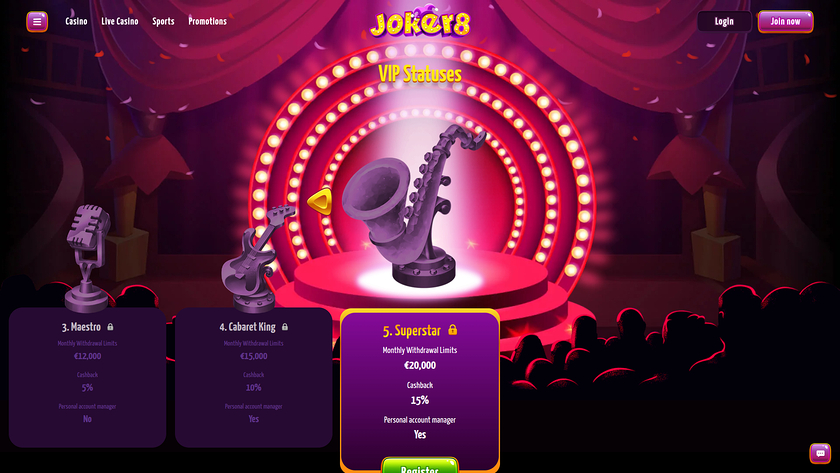 Programma VIP desktop del casinò Joker8